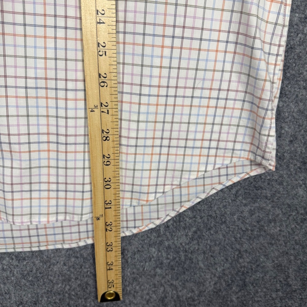 Peter Millar Performance Button Down Men Mens XL White Plaid Stretch Long Sleeve - Picture 11 of 12
